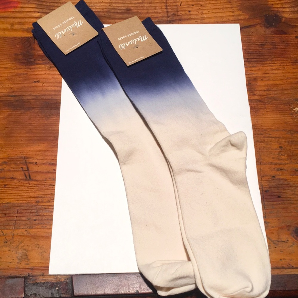 Madewell blue & white dip-dye trouser socks NWT